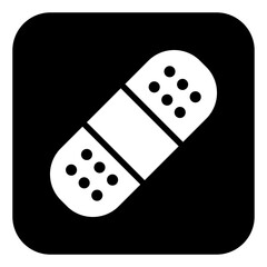 Collection of bold medical icons with a black background, representing healthcare symbols like hospitals, diagnostics, and medication. Perfect for health apps, websites, infographics, and digital.