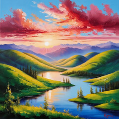 Phoenix_Vibrant_oil_painting_of_a_serene_natural_land_