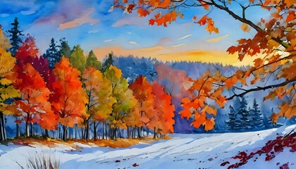 Winter Landscape with Autumnal Trees
