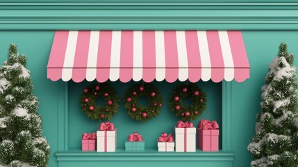 Colorful Holiday Display with Presents and Decorations