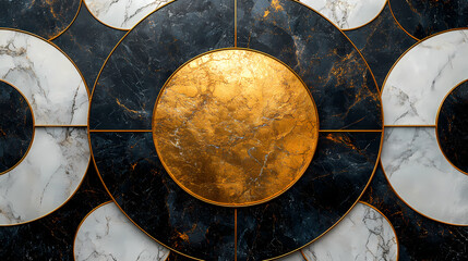 Black and white gold marble patterns surround marble texture, high-end stone carving art background