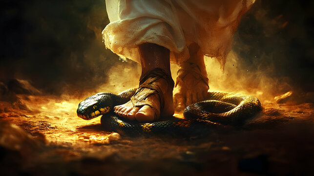 Foot Stepping on Snake Illustration