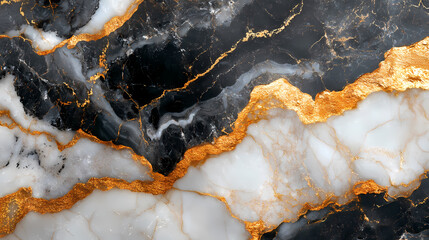 Obraz premium Black and white gold marble patterns surround marble texture, high-end stone carving art background