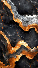 Black and white gold marble patterns surround marble texture, high-end stone carving art background