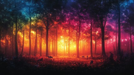 Fototapeta premium Enchanted Forest at Sunrise