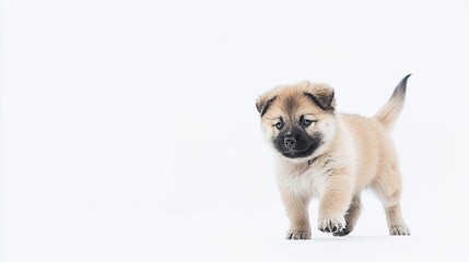 Cute Puppy Walking on White Background