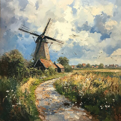 windmill in the village