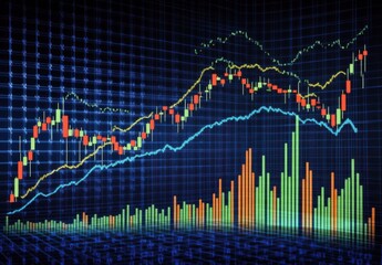 Naklejka premium Dynamic Stock Market Trend with Candlestick Graphs