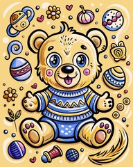 Fototapeta premium teddy bear with flowers