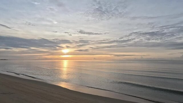 Sunrise in the morning on the beach at Thang Sai Beach, Thong Chai Subdistrict, Bang Saphan District Prachuap Khiri Khan Province