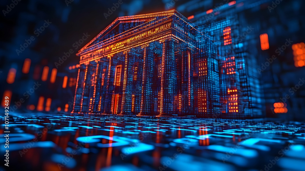 Poster digital building abstract 3d render