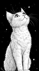 coloring page for kids, cat, cartoon style, thick line, low detail, no shading