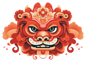 PNG Lion dance pattern art representation.
