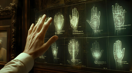 Obraz premium Illustration - Hand and Body Scan Images on Display