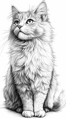 coloring page for kids, cat, cartoon style, thick line, low detail, no shading