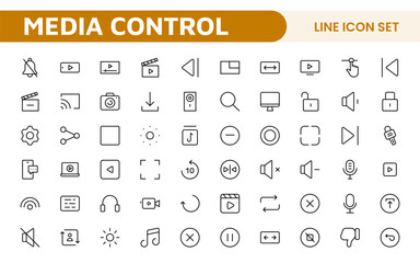 Media Control Icon Set. Sleek and intuitive audio and video playback icons are perfect for enhancing user interfaces in media apps, streaming services, and entertainment platforms.