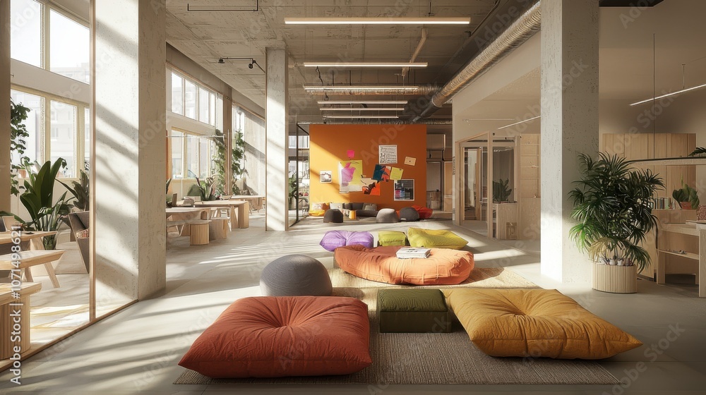 Poster create inspiring learning environments with flexible seating and natural light for enhanced educatio