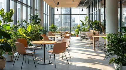 Obraz premium Create an inviting educational space with abundant natural light and lively greenery for enhanced learning experiences