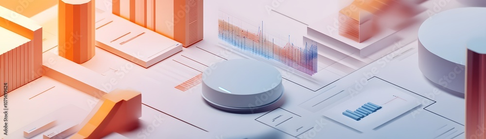 Poster futuristic data visualization design featuring colorful graphs and charts for technology and busines