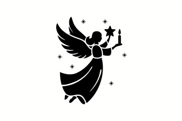 Christmas Angel Silhouette Illustration: Elegant and Isolated Holiday Design
