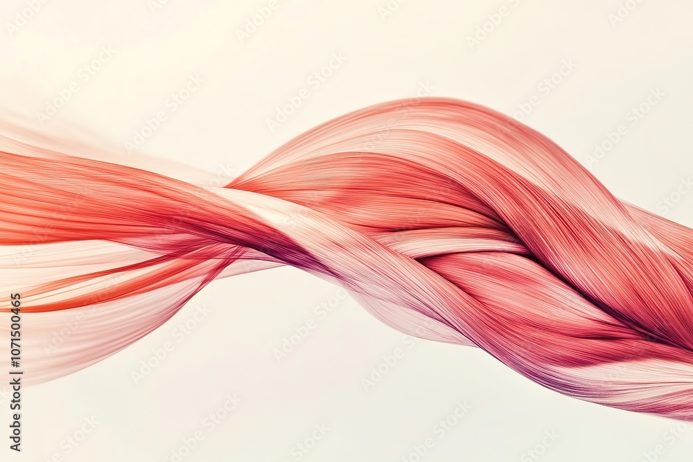 Poster abstract twisted waves in red hues on light background