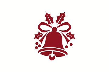 Red and White Christmas Bell Silhouette Illustration: Festive Holiday Design
