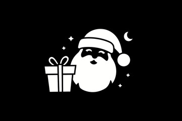 Santa Claus Silhouette with Gift: Classic Christmas Illustration Isolated Design
