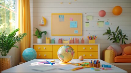 Bright and Colorful Study Space with Creative Tools