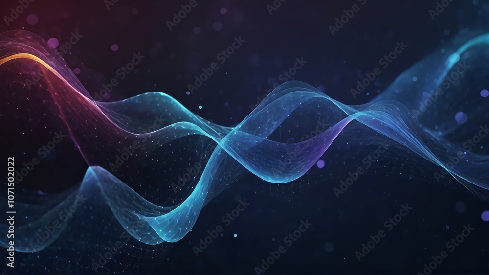 Poster abstract colorful cosmic digital waveform with data network visualization