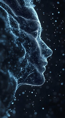 Abstract Illustration Digital Human Face Data Particles