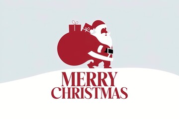 Silhouette Illustration of Santa Claus with Christmas Gift: Festive Holiday Design
