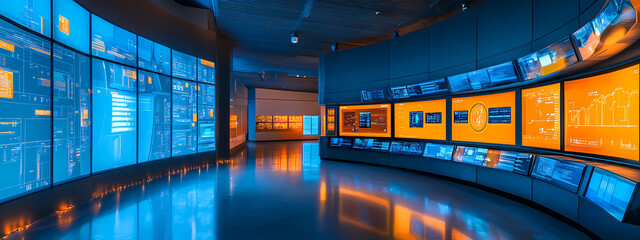 Industrial Control Room with Data