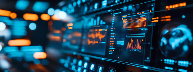 Naklejka premium Industrial Control Room with Data