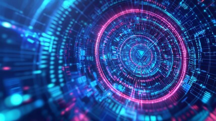 Obraz premium Futuristic Cyber Defense System - Abstract 3D Render with Vibrant Colors and Data Protection Concept