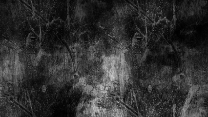 Dark gray background with textured scratches and paint.