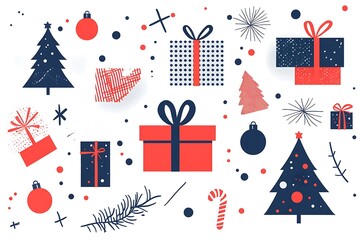 Christmas Seamless Pattern with Festive Holiday Element . Winter Season New Year Ornament