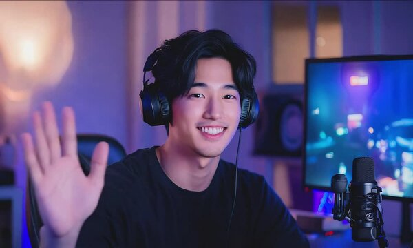 Man look at camera streamer gamer boy