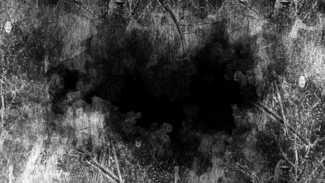 Black and white grunge background with hole.