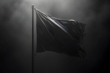 3D Illustration Black Flag, Dark, Mourning, Protest, Symbol