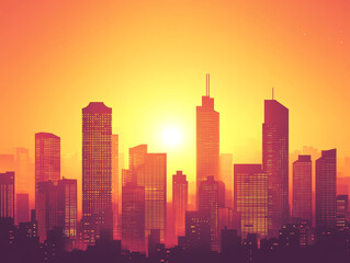 Fototapeta premium city skyline at sunset