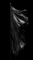 Fototapeta premium 3D Render Black Flag Waving on Black Background