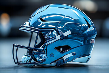 Fototapeta premium 3D Illustration- American Football Helmet, Blue, Shiny