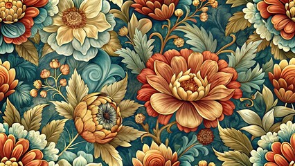Vintage ornamental flowers pattern background
