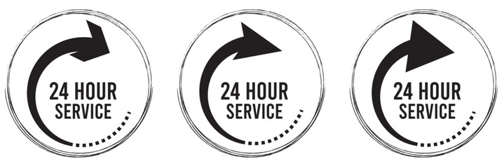 Fototapeta premium 24 hour assistance icons. 24 hours 7 days in week support icons. Vector images