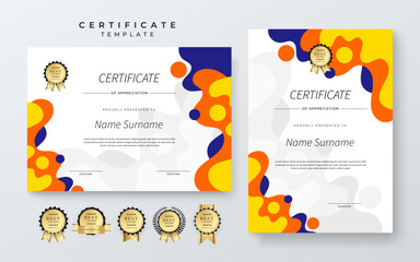 Colorful Certificate Template With Modern Geometric Design. Elegant certificate template geometric shapes with a colorful and modern design. Perfect for professional or educational recognition needs
