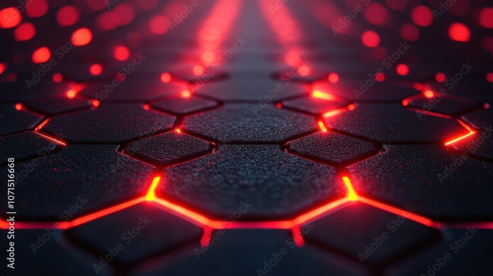 Poster a close up of a black and red surface with a red glow. generative ai