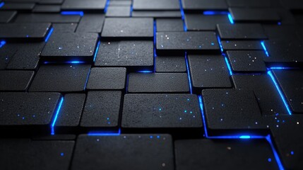 Obraz premium Black computer keyboard buttons closeup, symbol of technology and business. Generative AI