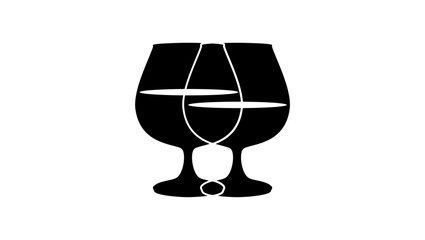 Filling Wine Glasses, Black Isolated Silhouette