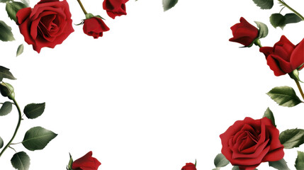 A decorative border of red roses on a black background, ideal for invitations or greetings.