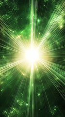 Obraz premium Abstract Background - Green Light Rays Burst Illustration